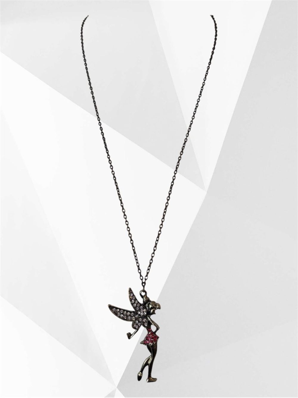 3/$20🌼Long Tinker Bell Rhinestone Pendant Necklace - Picture 4 of 5